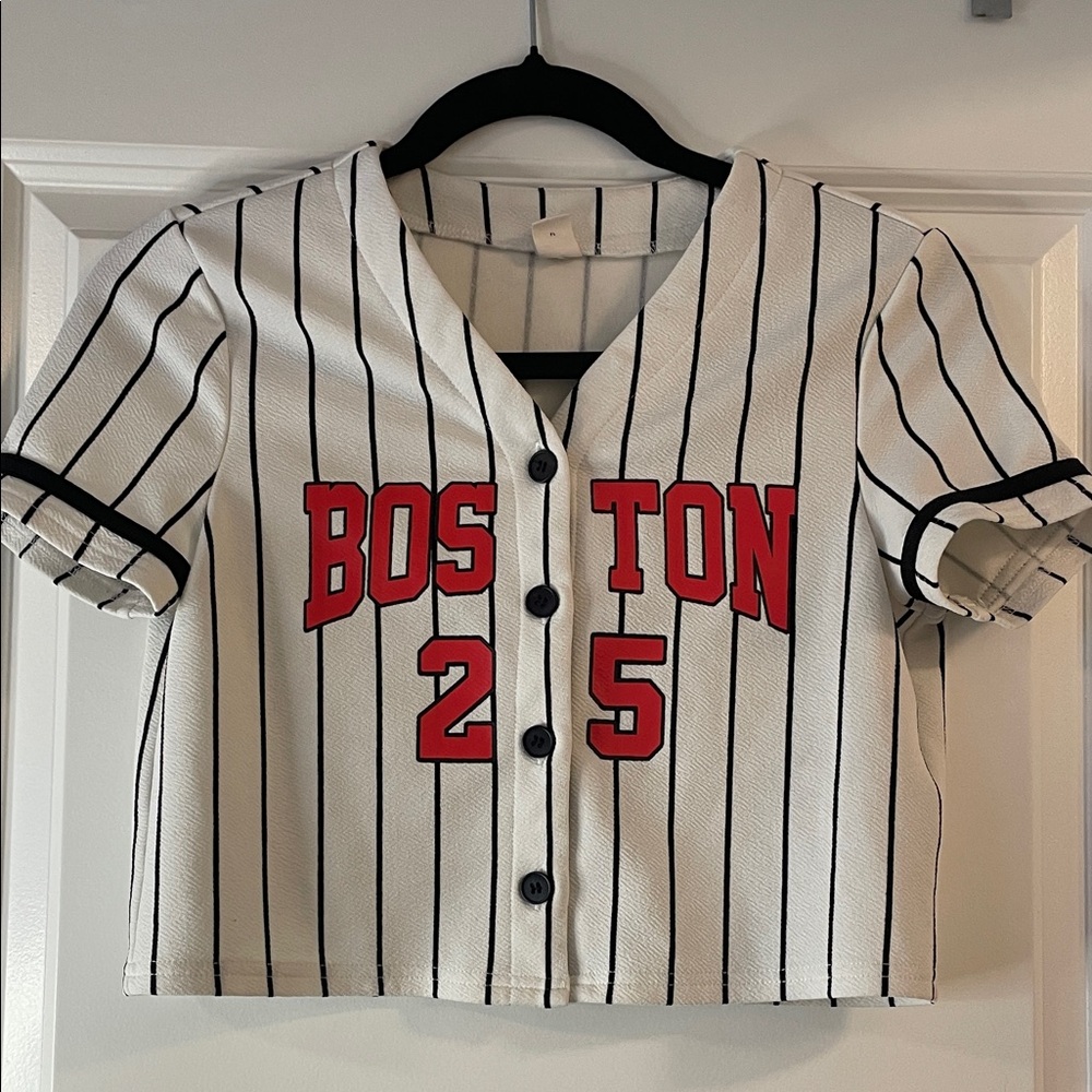 SHEIN Kids Baseball Jersey - Black, White, and Red